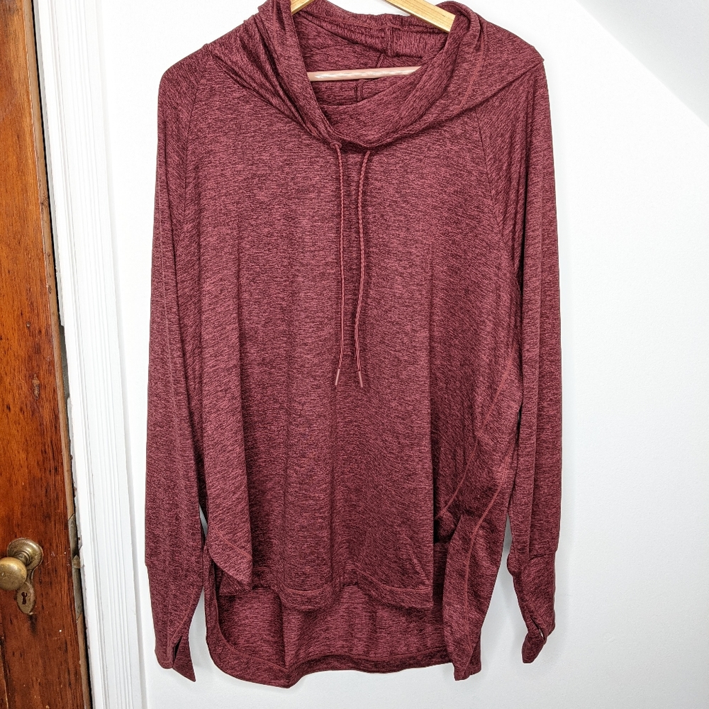 Athleta Marled Burgundy Pullover Hoodie
